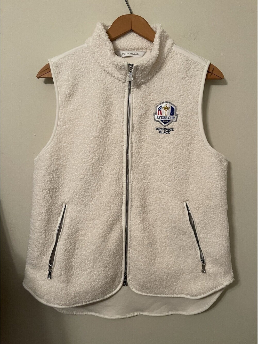 Peter Millar Women's Ryder Cup 2025 Bethpage Black Cream Fleece Vest Medium M